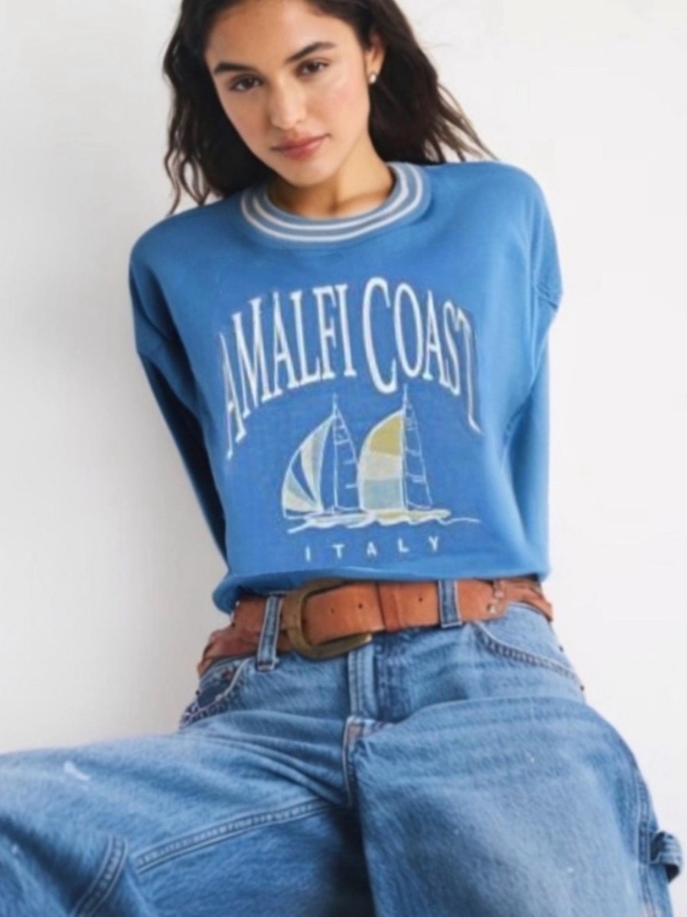 Abercrombie & Fitch Blue Amalfi Coast Crewneck Pullover
